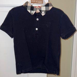 Burberry boys 2t navy polo with plaid collar. Worn once for pictures. Great cond